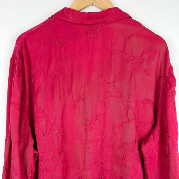 Elisabeth Vintage Red Embroidered Satin Blouse - Picture 7 of 8